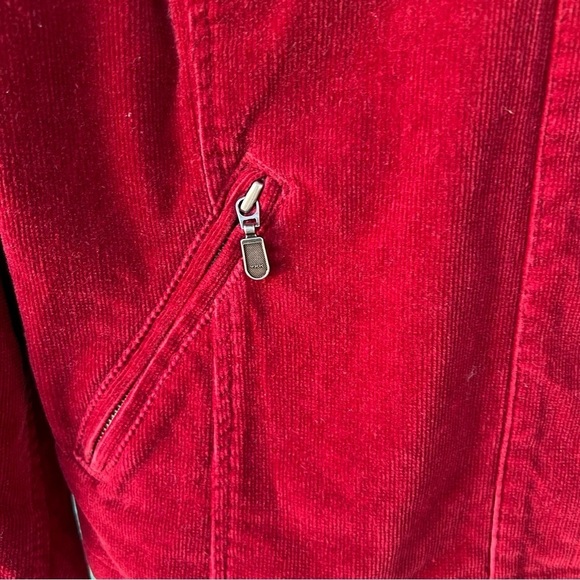 DARK RED STRETCH CORDUROY BUTTON FRONT JACKET SIZE LARGE - Picture 4 of 7